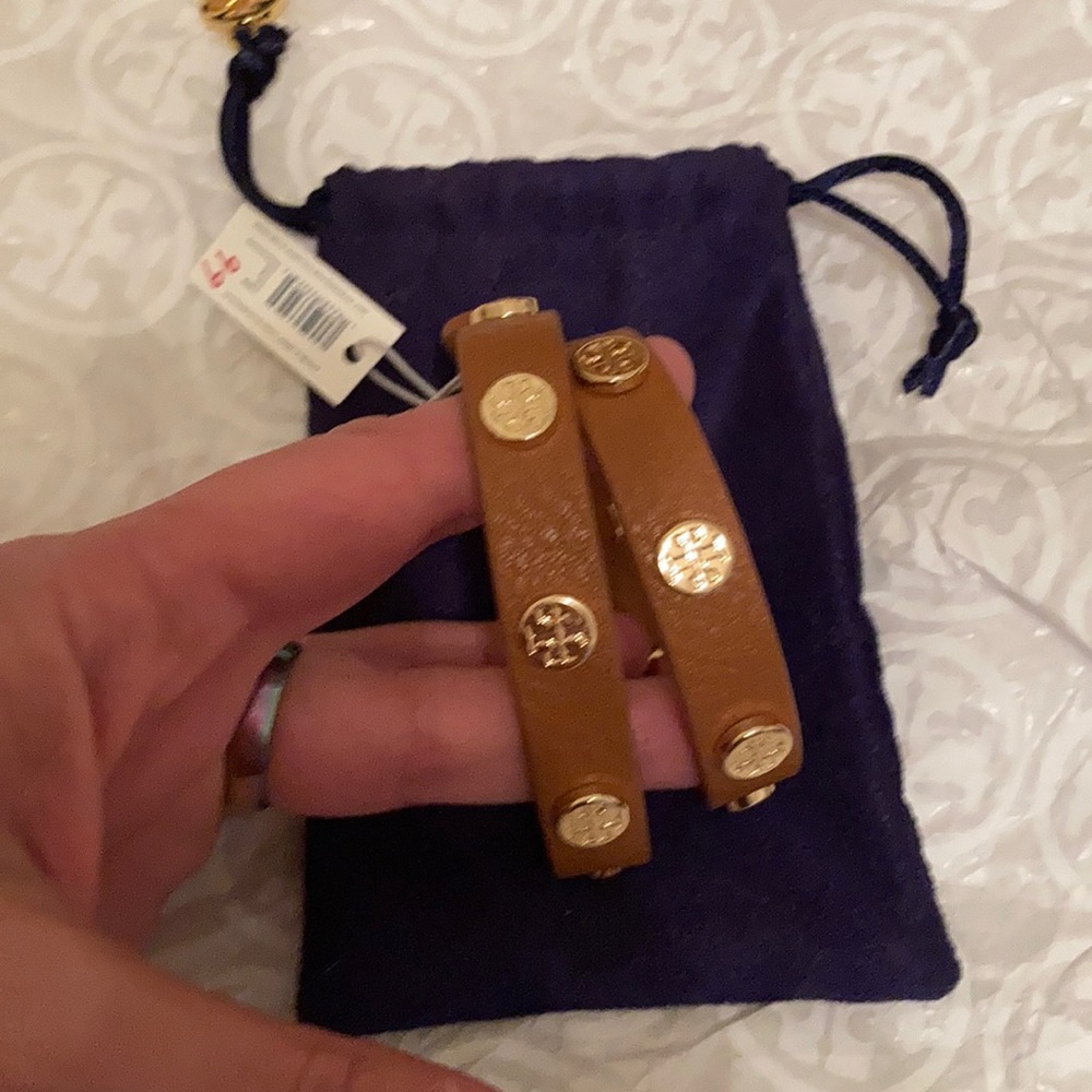 Tory Burch Double-Wrap Logo Stud Bracelet